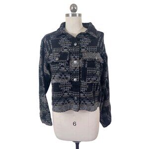 BBJ Los Angeles Southwest Aztec Woven  Shacket Womens Medium Black Tribal Boho